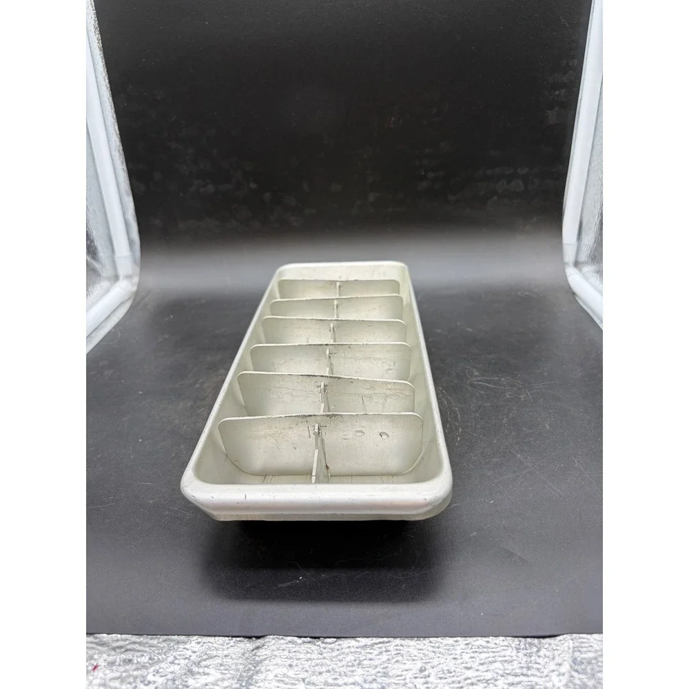 Vintage Aluminum Ice Cube Tray with Removable Metal Divider Insert Silver Tone